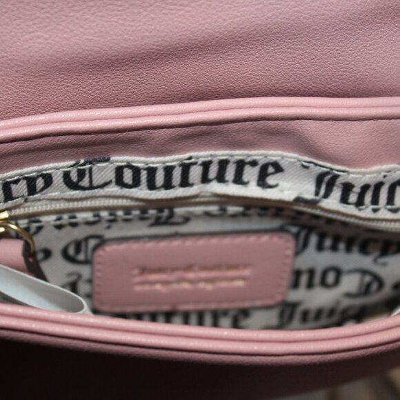 Juicy Couture CROSSBODY PINK purse furry HEART CHARM fluffy Pom Pom puff - Picture 7 of 14